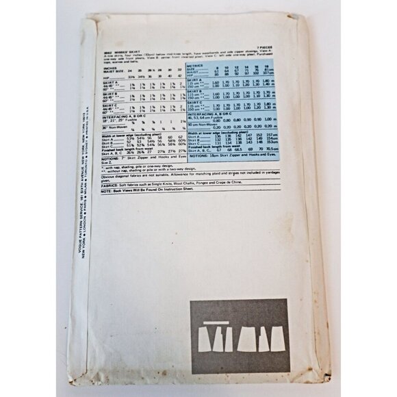 Vogue 9562 Sewing Pattern Very Easy Misses' Skirt A Line Uncut  Size 10 - Picture 3 of 3